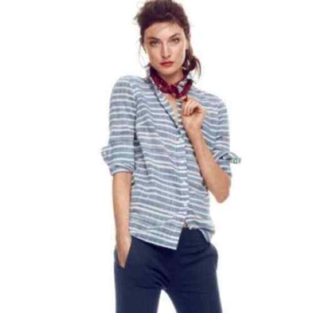 Jcrew Chambray Striped Button Up - image 3